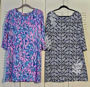 LILLY PULITZER Marlowe Dress Lot! PIMA, XL, Mermaid Tail & Shake It Up Pink Blue - Picture 1 of 8
