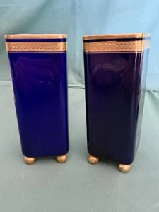 Pair Antique French Sevres Paul Milet Porcelain Vase Cobalt Bleu & Ormolu Bronze - Picture 1 of 8