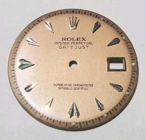 1950s Rolex Datejust Ref. 6605 Champagne Color Gold Arrowhead Markers Dial Part - Picture 1 of 5