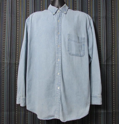 Camisa De Colección American Eagle Hombres Grande Auténtica Azul Montaña Denim Abotonada EE. UU. Foto 1 de 4