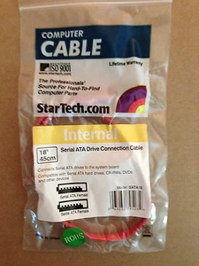 NEW Startech 18" Internal Serial ATA Cable SATA Red Female-Female F-F, NIP - Picture 1 of 3