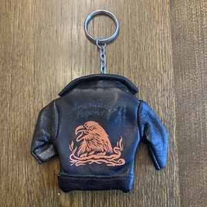 New Vintage American Legend Faux Leather Motorcycle Jacket Keychain Eagle - Picture 1 of 3