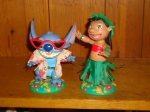 Disney Cute Plastic 6" Lilo & 5.5" Stitch Boingers Bobble Hula Figurines Dancers - Imagen 1 de 7