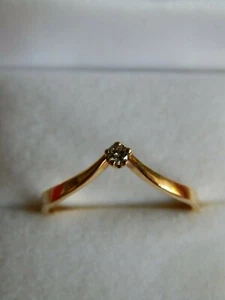 BAGUE SOLITAIRE OR 18 CT DIAMANT 0,06 CT   1,9 gr   TAILLE 55  NEUVE - Imagen 1 de 5