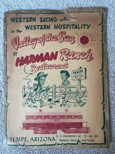 Harman Ranch Restaurant Menu/Postcard, Tempe Arizona, Western Eating Hospitality - Picture 1 of 9
