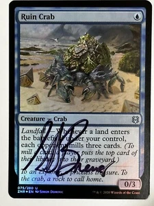 MTG Magic Ruin Crab Signed FOIL Artist Proof x1 ZNR Simon Dominic - Picture 1 of 2