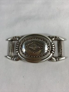 IVAN ~ Southwestern Concho Link Silver Tone 1 3/8" x 2 3/4" - Picture 1 of 8