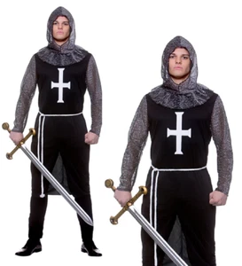 Caballero Negro Medieval Para Hombre Guardia Vestido Elegante Disfraz Rey Príncipe Guardias - Imagen 1 de 3