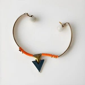 Menge 3 Vintage Beth Lauren Geometrische Halskette mit Orange Perlen & Goldfarben Ch - Bild 1 von 7