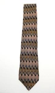 SHACK'S Herrenkollektion 100 % Seide Krawatte braun gold schwarz Rauten geometrisch - Bild 1 von 6