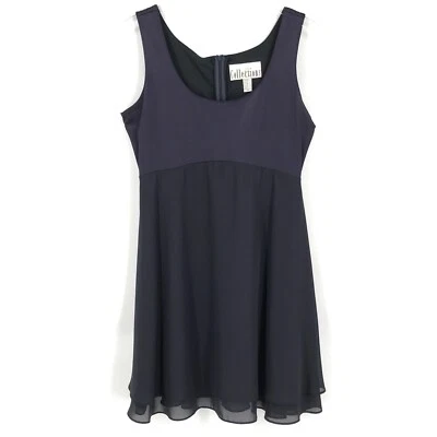 JS Collections 女式连衣裙 12 黑色无袖弹力缎面 Georgette 加拿大 — 第 1/4 张图片