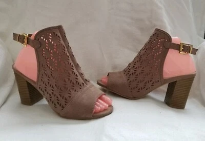 Botín Qupid Donner Coñac Tostado F Gamuza Cuero Recortado Tobillo Tacón Alto 5.5 $70 Foto 1 de 4