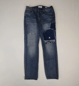 Black Daisy Jeans Women's Juniors 9/29 Jamie Best Friend Relaxed Skinny Patches - Picture 1 of 11