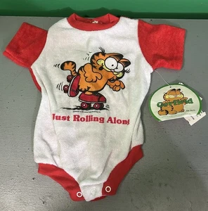 Vintage GARFIELD 1970's Rare Infant Toddler One Piece NWT (18 Months) Red White - Picture 1 of 20