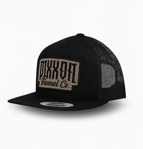 Dixxon Flannel Gold Badge Black On Black Logo Flat Bill Trucker Hat New Unworn - Picture 1 of 3