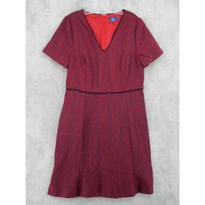 Vestido Boden British Tweed Para Mujer 14 Espiga Preppy Academia Terciopelo Borde Rojo Foto 1 de 4