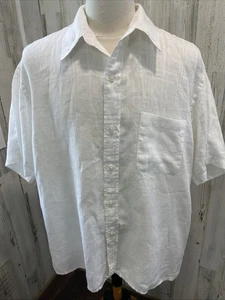 Orvis Linen Shirt XXL  White Button Down Short Sleeve 100% Linen - Picture 1 of 7