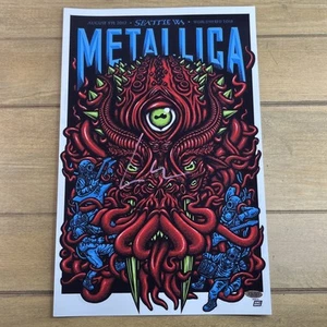 METALLICA Autographed(Lars) 11x17 Mini Tour Poster Seattle 2017 COA Hologram - Picture 1 of 7