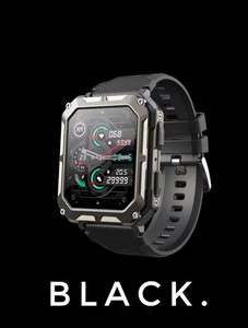 Military Smart Watch Rugged Bluetooth Call Health Tracker Sports IP68 Black  - Picture 1 of 20