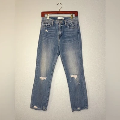 Pantalones de mezclilla Flying Monkey desgastados recortados pierna recta tiro alto 27 Foto 1 de 4