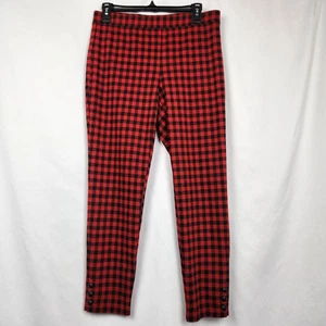 Talbots Women's Red Black Buffalo Plaid Skinny Ankle Pants Sz MP Button Cuff NWT - Picture 1 of 5