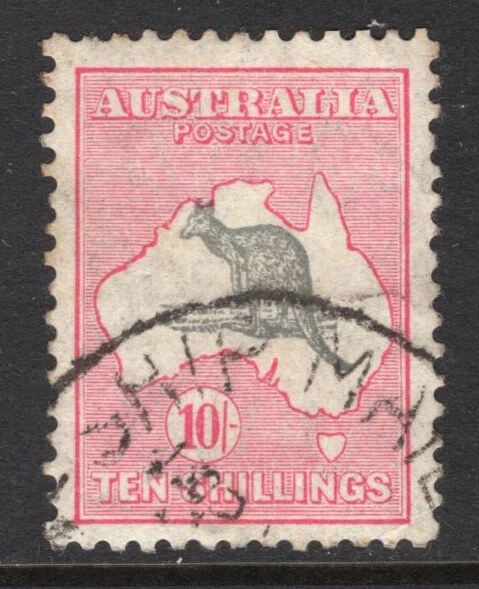 M22937 Australia 1932 SG136 KGV: 10/- grey & pink, Die II, FU, Cat £160 — 第 1/1 张图片