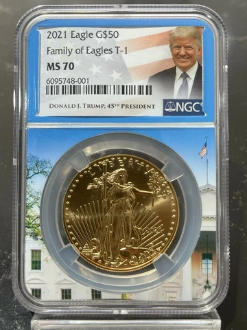 2021 $50 Gold American Eagle Type 1 NGC MS 70 (Trump Core) 55 Known Cover