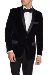TR Premium Men's Solid Velvet One Button Shawl Lapel Blazer Jacket MSRP $349 - Picture 1 of 6