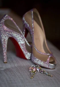 Christian Louboutin Camilla 120 Aurora Boreale Wedding Shoes - Picture 1 of 8