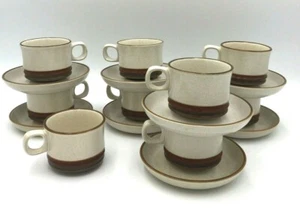 Denby Potters Wheel Rust Stoneware England 9 Mugs 8 Saucers Tea Coffee Cups - Picture 1 of 9