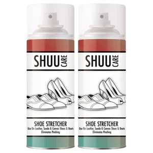 2 x 300ml SHOE STRETCH SPRAY LEATHER SUEDE CANVAS BOOTS TRAINERS SOFTENER - Picture 1 of 1
