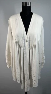 Elizabeth And James Shirt Women Medium Cream 100% Silk 1 Button Pleated Boho Top - Picture 1 of 15