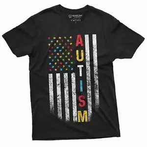 US Flag Autism Autistic colors T-shirt autism awareness day Shirt Autism Shirts - Picture 1 of 8