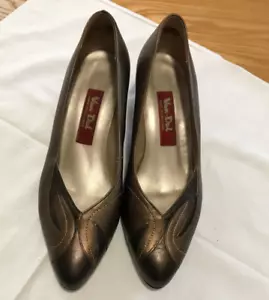 UK 6-D VAN DAL CUMULUS GOLD LUSTRE LEATHER MID HEEL COURT SHOES SELDOM WORN VGC - Picture 1 of 7