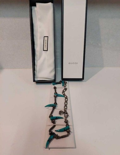 Collana Gucci corno turchese colore argento ciondolo M6