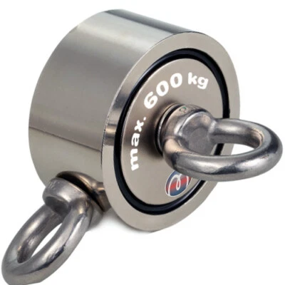Neodym Bergemagnet Suchmagnet mit Öse für Magnetangeln Ø 48-136 mm - bis 600 kg  - Bild 1 von 4
