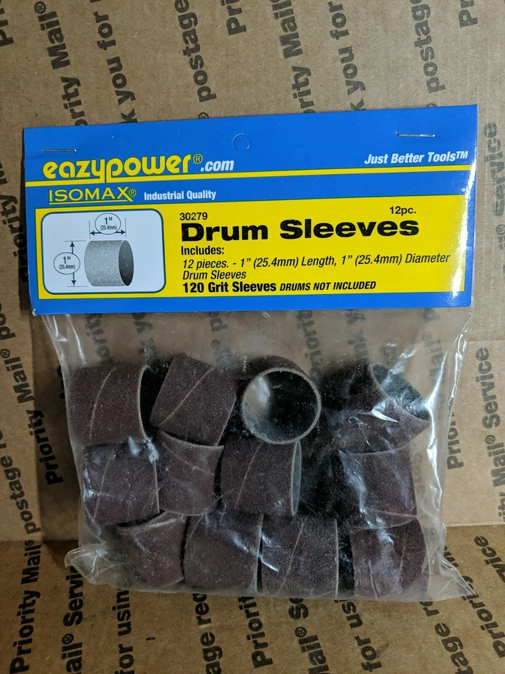 Lote de 2 paquetes Eazypower 30279 120 lijadora de husillo de grano mangas de tambor 1" x 1" Foto 1 de 1
