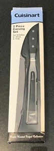 Cuisinart 2 Piece Carving Set 8” Slicer Knife & 8” Fork Triple Riveted Black - Picture 1 of 2
