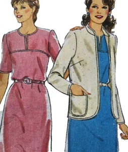 1980s Yoked Shift Dress Stand Collar Blazer Style 4064 Sewing Pattern - Picture 1 of 3