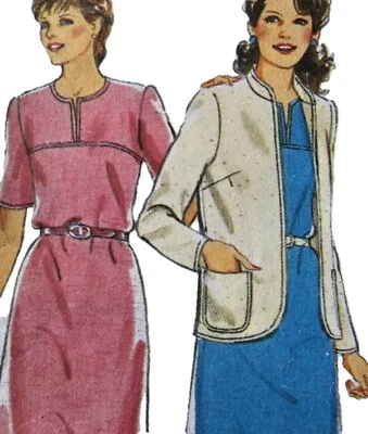 1980s Yoked Shift Dress Stand Collar Blazer Style 4064 Sewing Pattern - Image 1 of 3