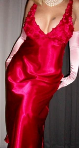 Vtg Bias Bust Long Glossy Satin Dress Nightgown S - Picture 1 of 3