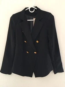 DO+BE Women's New Size S Black Faux Pockets Long Sleeve Line Suit Blazer Jacket - Picture 1 of 7