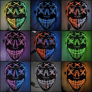 Purge Halloween LED Light Up Mask 3 Modes Costume Rave Cosplay Party Clubbing - Picture 1 of 46