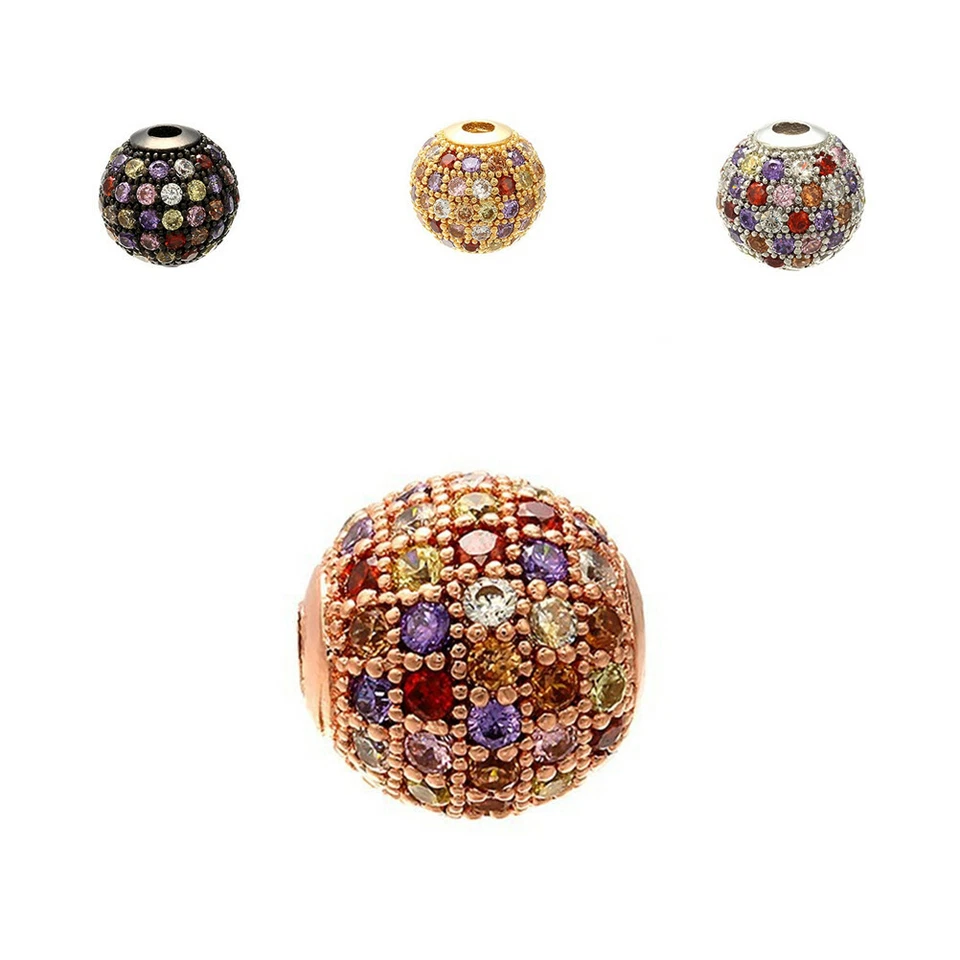 3pcs Brass Assorted Crystal Ball Spacer Beads Necklace Bracelet DIY Accessories - Image 1 of 4