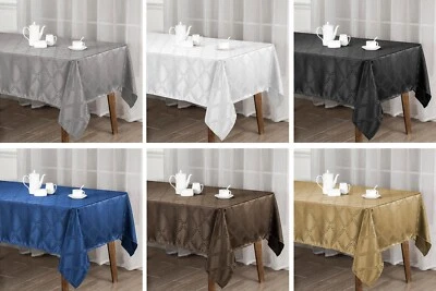 CASTLE SELECTION Decorator Tablecloth Myrtle Leave Design Jacquard Fabric Solid Color Spill Proof