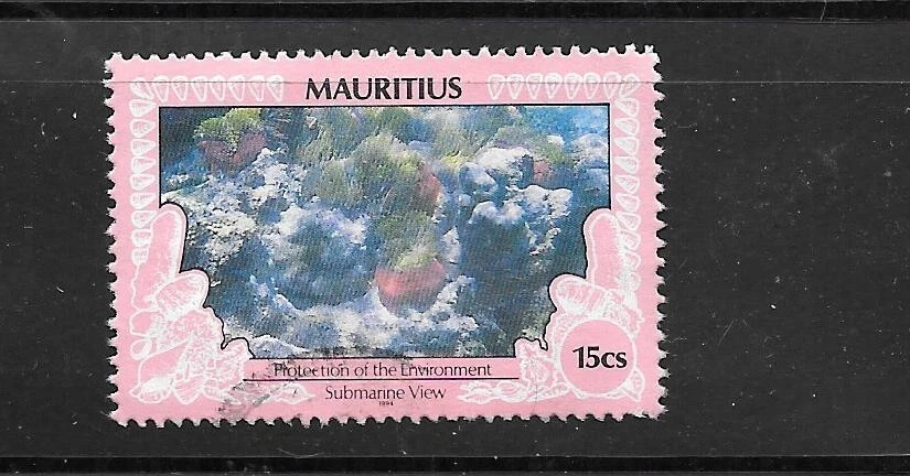 MAURITIUS SC#682a 1994 15c CORAL XF POSTALLY USED LARGE DEFINITIVE OLD  STAMP - Image 1 of 1