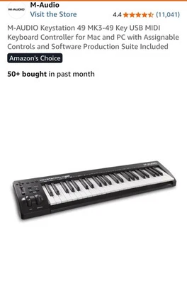 M-Audio Keystation 49 MK3 Midi Keyboard Controller (KEYSTATION49MK3) - Image 1 of 4