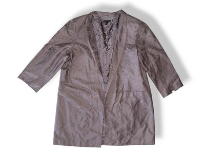 Blazer Largo EILEEN FISHER Seda Algodón Orgánico Manga 3/4, Bolsillos Talla XL Lila Foto 1 de 4