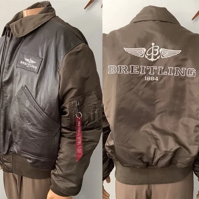 Breitling Leather Front Bomber Jacket CWU-45 Size XXL Alpha Industries MINT - Image 1 of 4