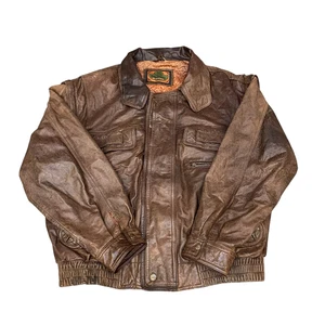 Don Camillo Lederjacke Herren Large braun gefüttert Druckknopf innen Reißverschluss - Bild 1 von 4